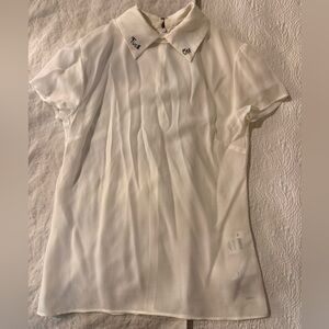 Reformation Ivory Short Sleeve Blouse